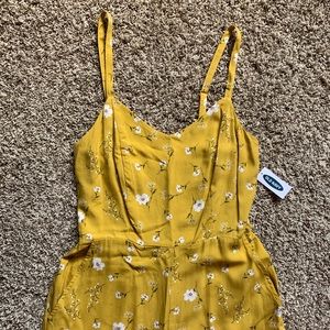 NWT Old Navy mustard floral jumpsuit